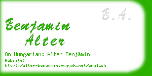 benjamin alter business card